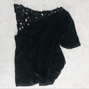 Black Lace Shoulder Top